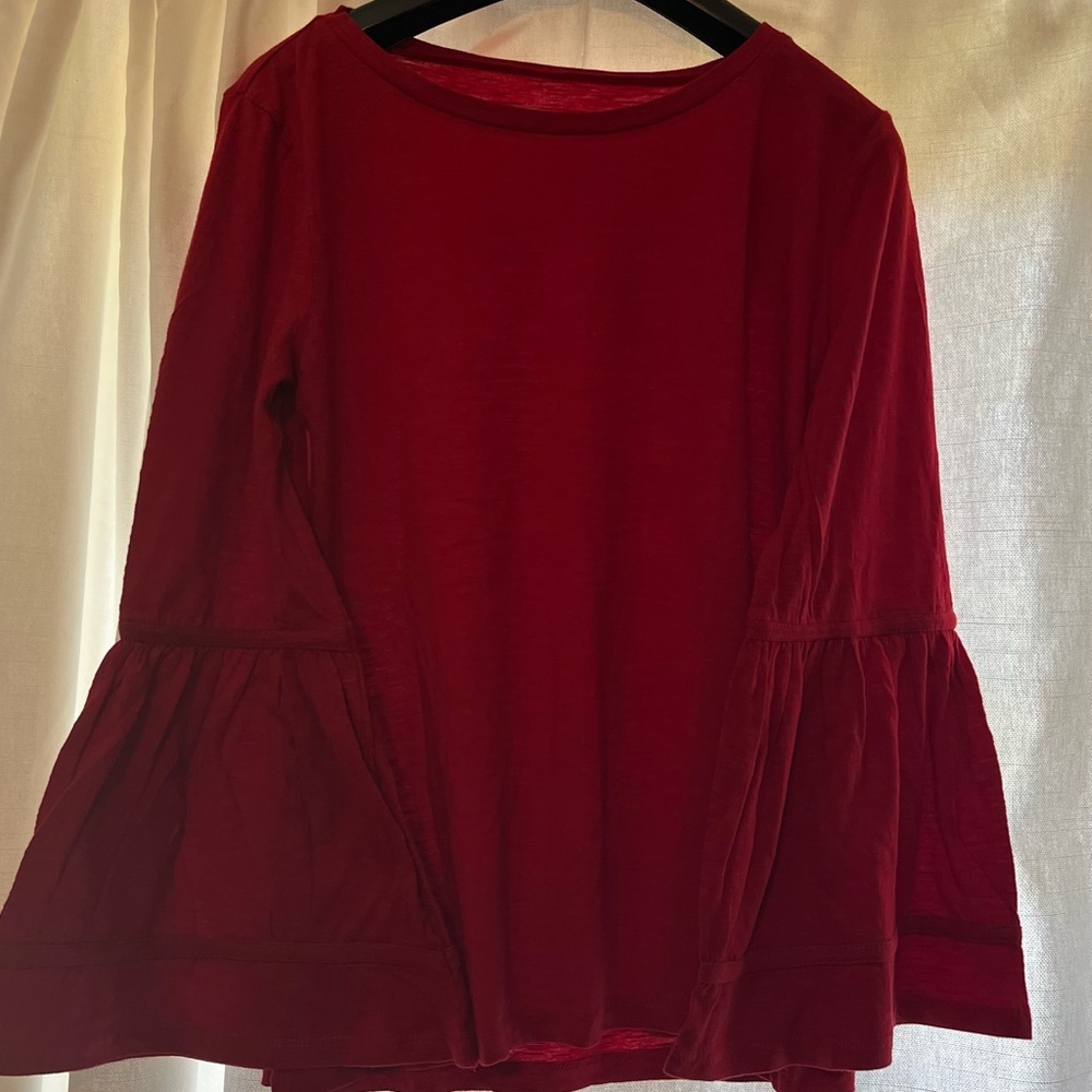 LOFT Rich Red Long Sleeve Top